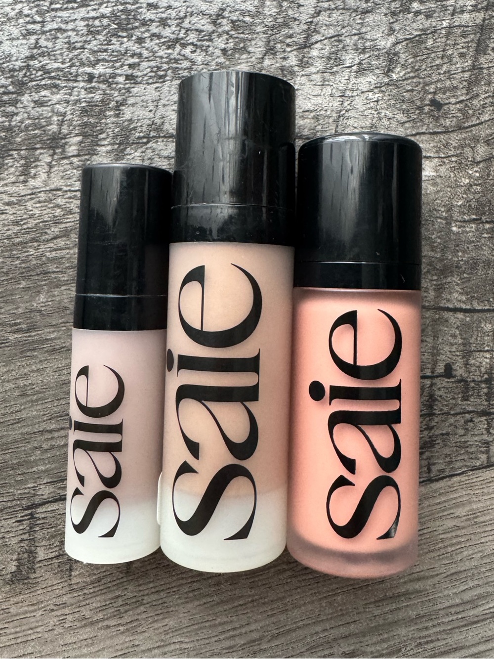 Saie Bundle – Glowy Super Gel-Sunglow, Dewy Blush -Peachy & mini Dew Bronze Swim